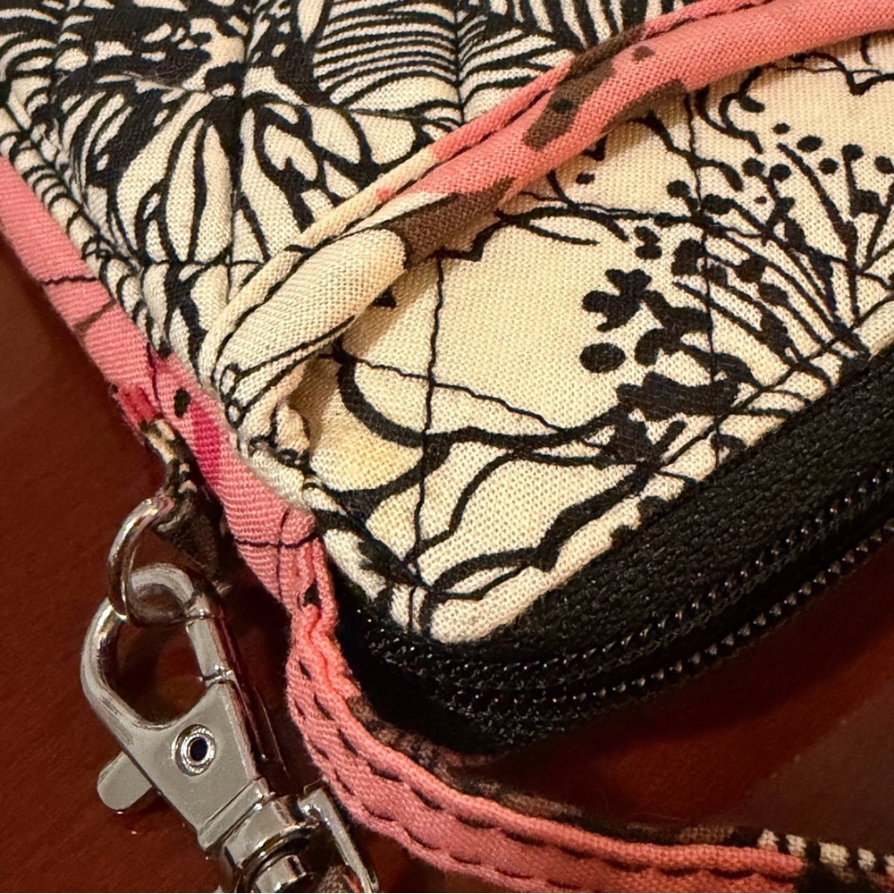 Vera Bradley Pink Floral Quilted Wristlet Wallet with Zipper and Wrist Strap - Picture 5 of 5